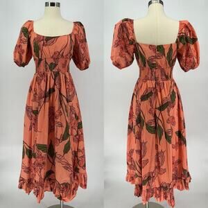 Hutch‎ Lora Midi Dress Size M – Floral Cotton, Pockets, Shoulder Flaw, EUC